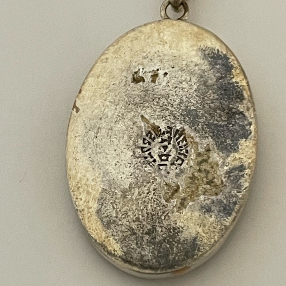 Vintage Mexican Sterling Silver Dried Flowers Amber Resin Pendant - Picture 10 of 11